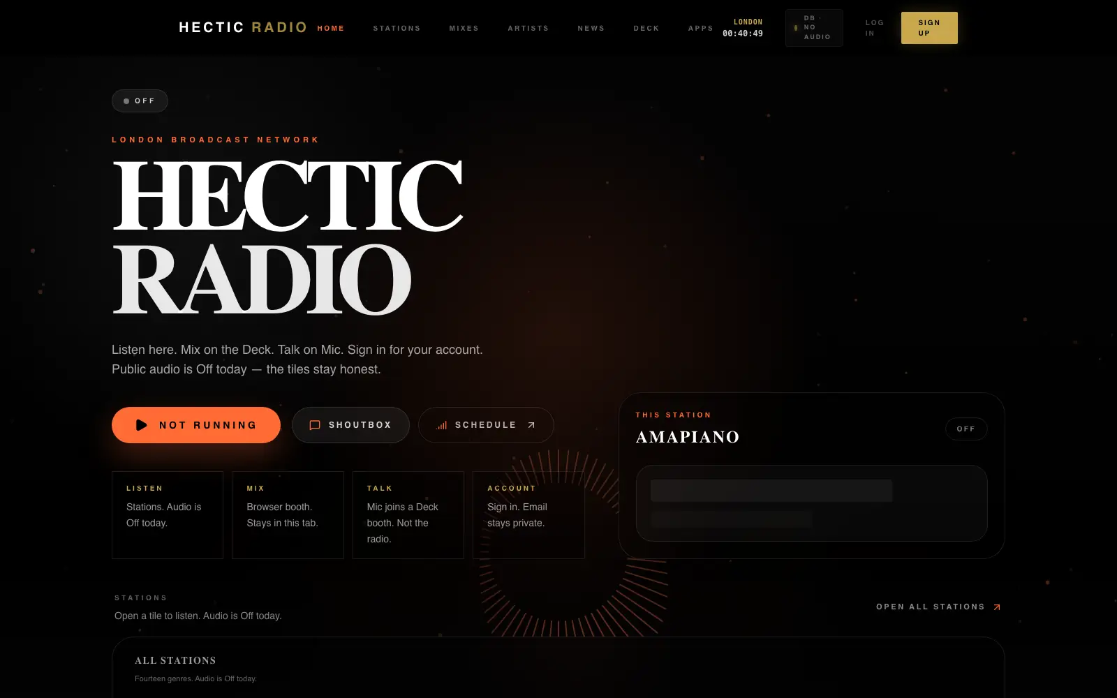 Hectic Radio website