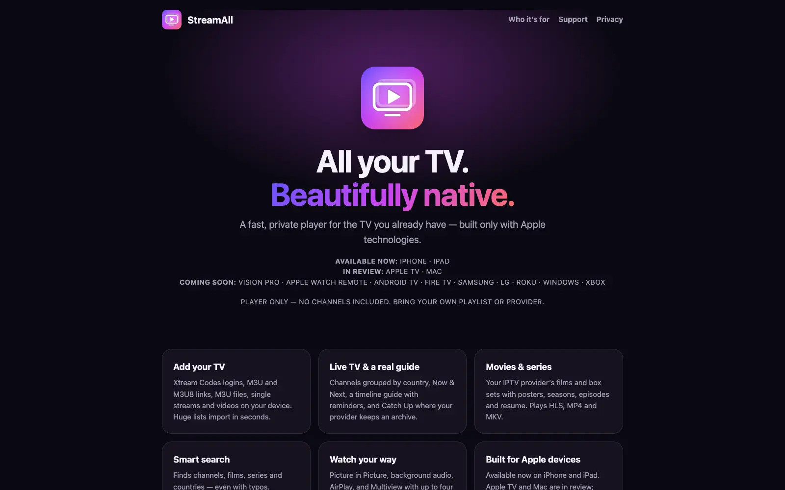 StreamAll website